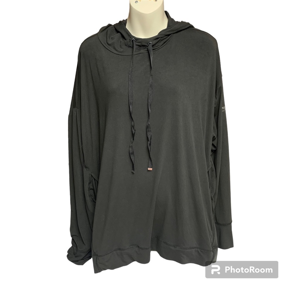 Jones New York Sport long sleeve hoodie size 1X solid black small logo